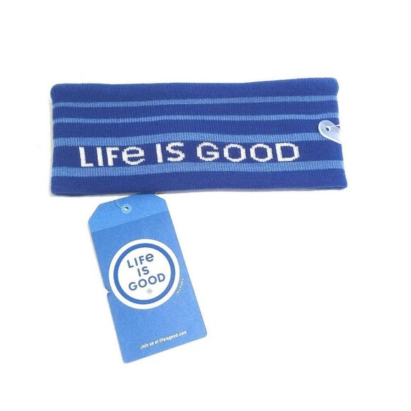 NEW Life is Good Unisex Stripes Reversible Knit Dusty Blue/Black-Gray H… - Picture 1 of 4